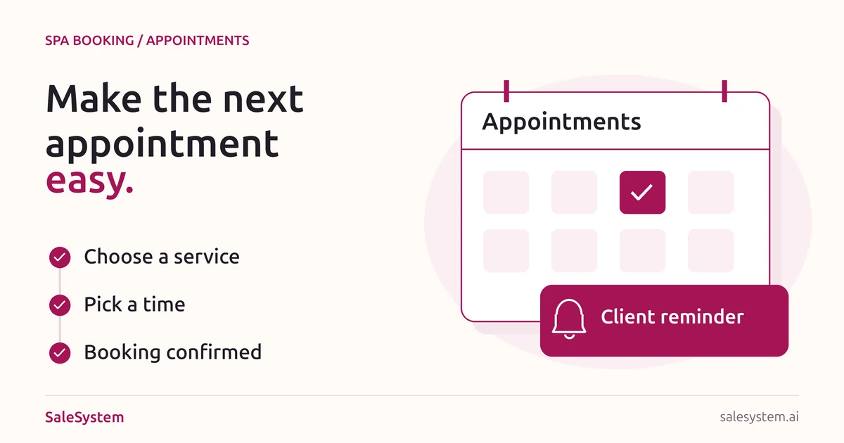 Illustration of appointment booking and client reminders, two tasks to try when comparing medical spa software.